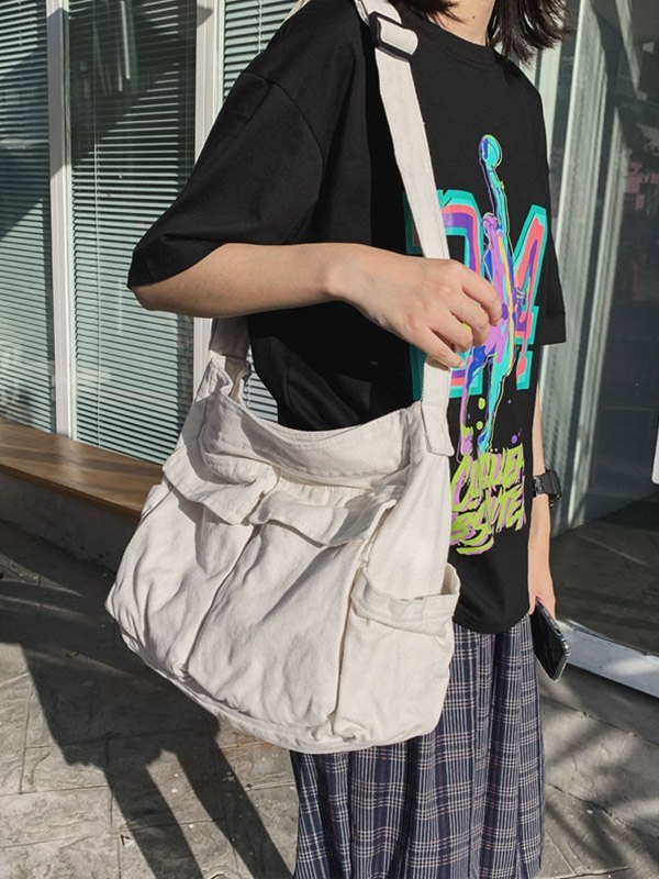 Bolso satchel grande de lona-1