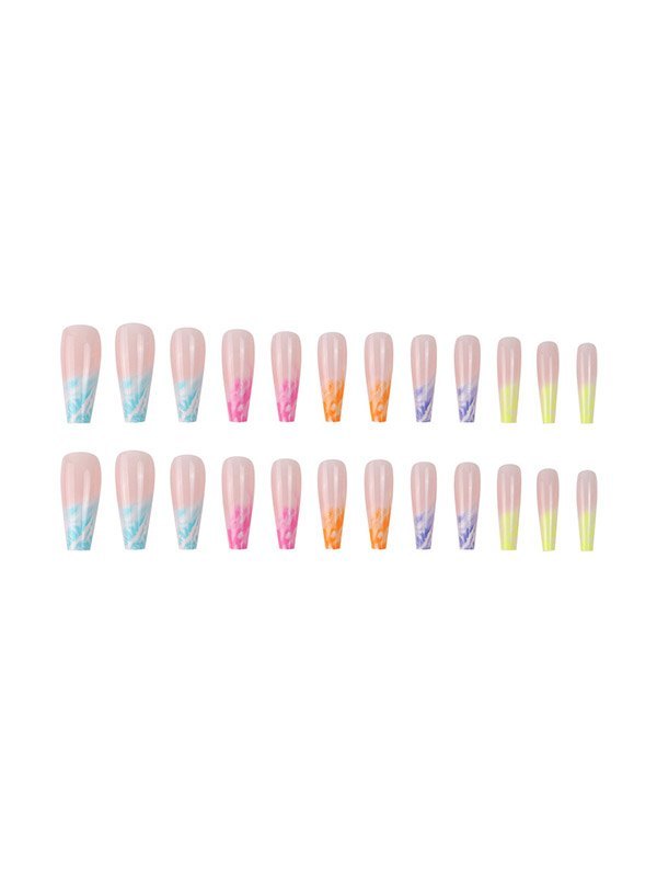 24 uñas postizas largas de arco iris.-2