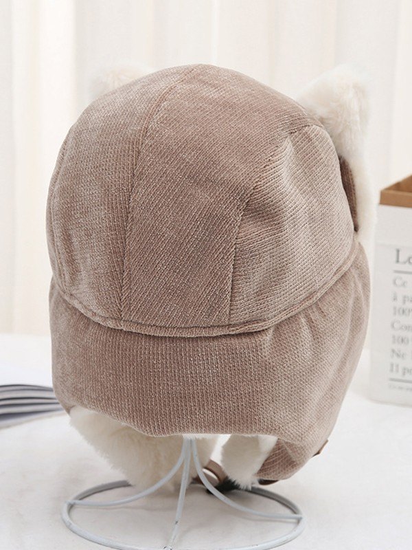 Sombrero de cazador de orejas de gato de piel sintética cálida-1